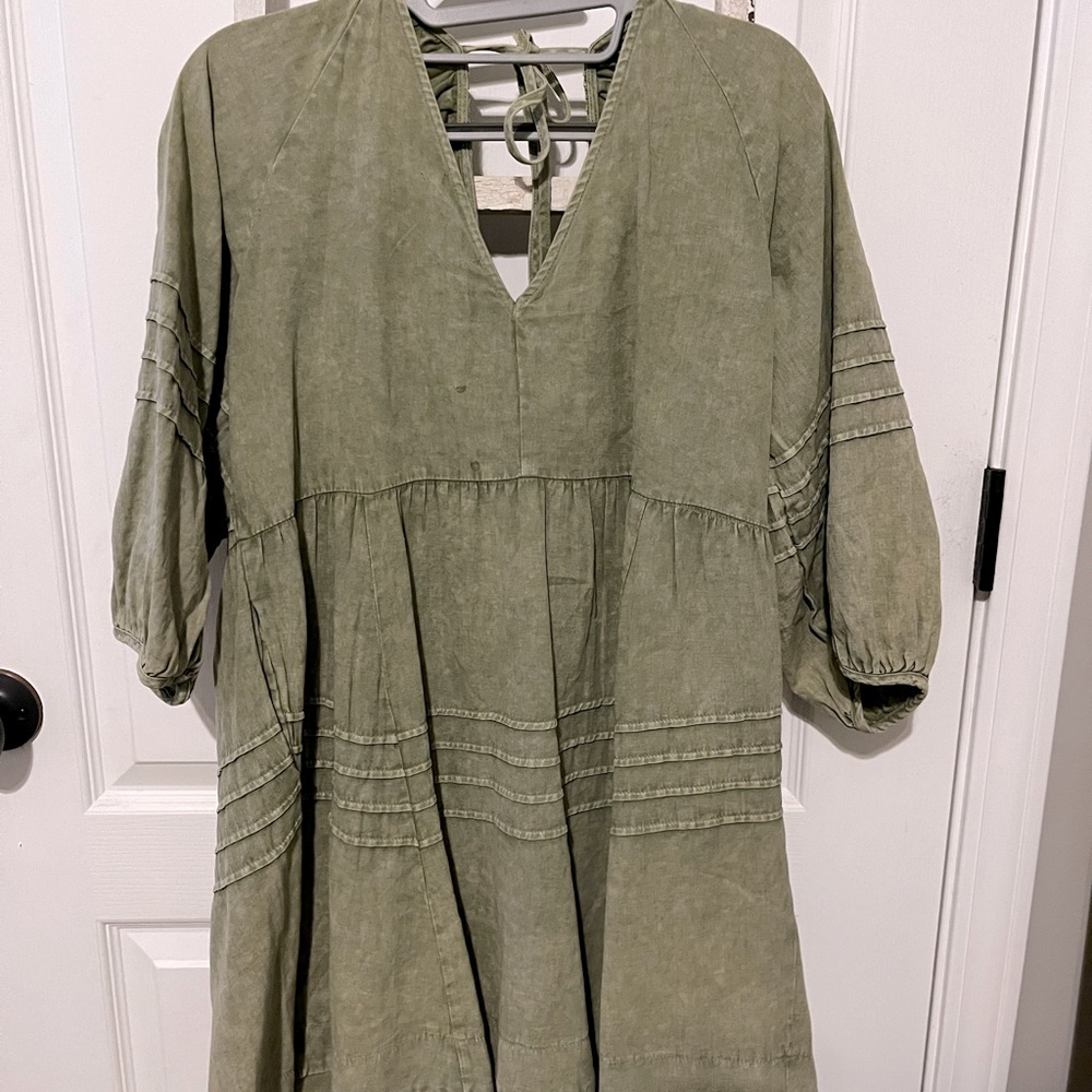 Dusky Green Long-sleeve Dress
